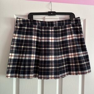 Plaid Mini Skirt - Blue and Red Plaid